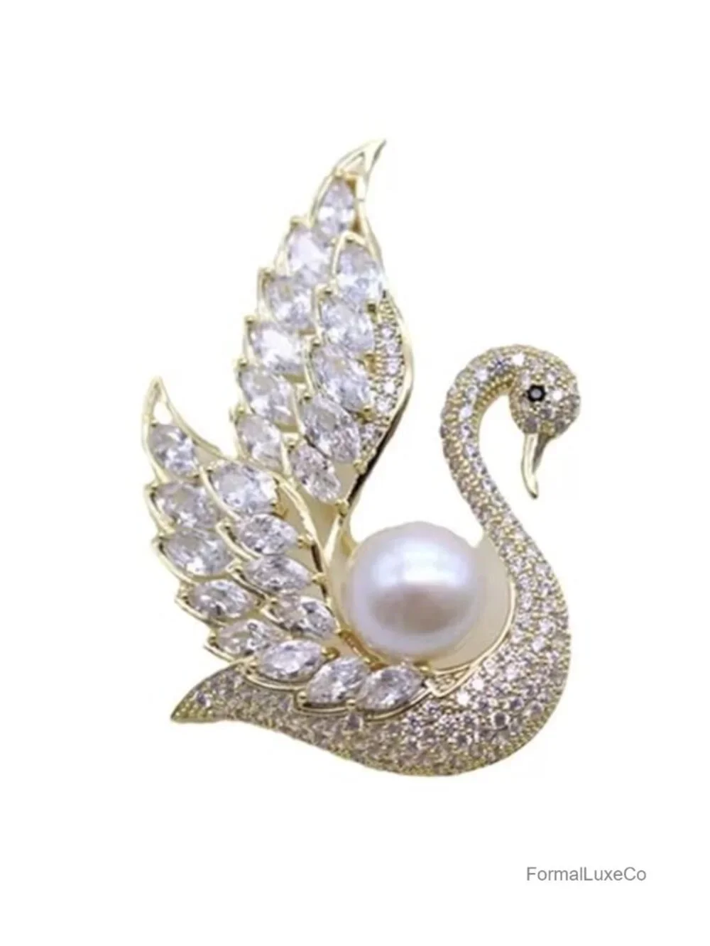 Vintage Swan Brooch Pin Austrian Crystal Rhinestone Lapel Corsage Jewelry